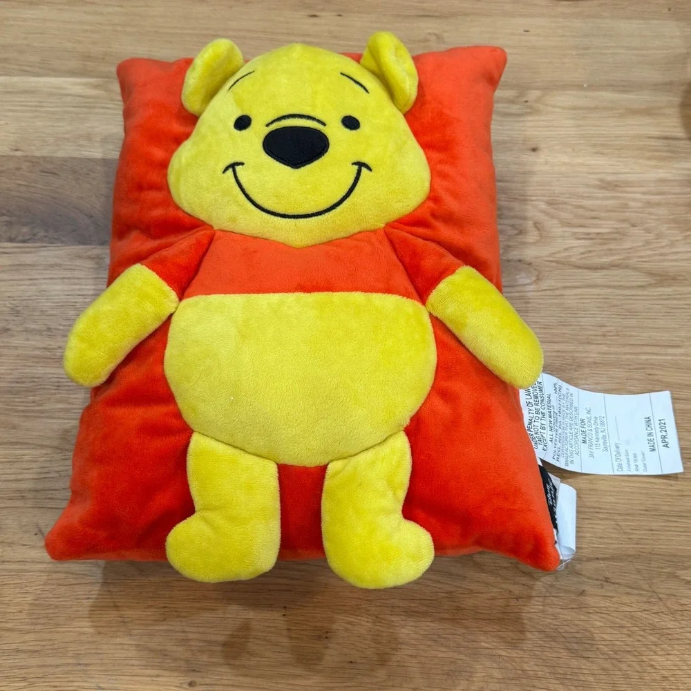 Disney Winnie the Pooh Plush Decorative Pillow Jay Franco Orange Yellow 15x11